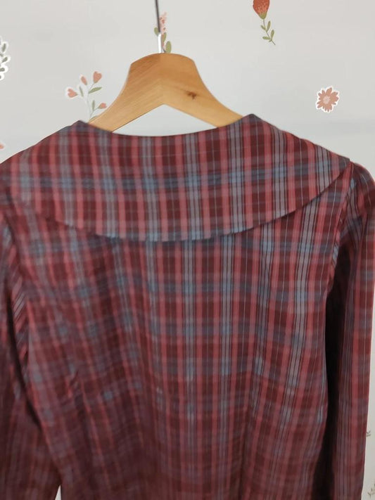 Blouse tartan col claudine taille L