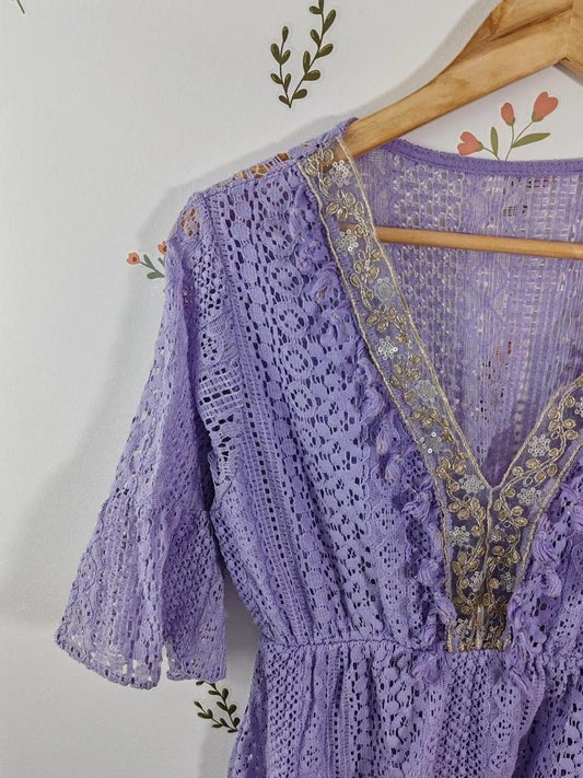 Robe dentelle mauve taille S/m