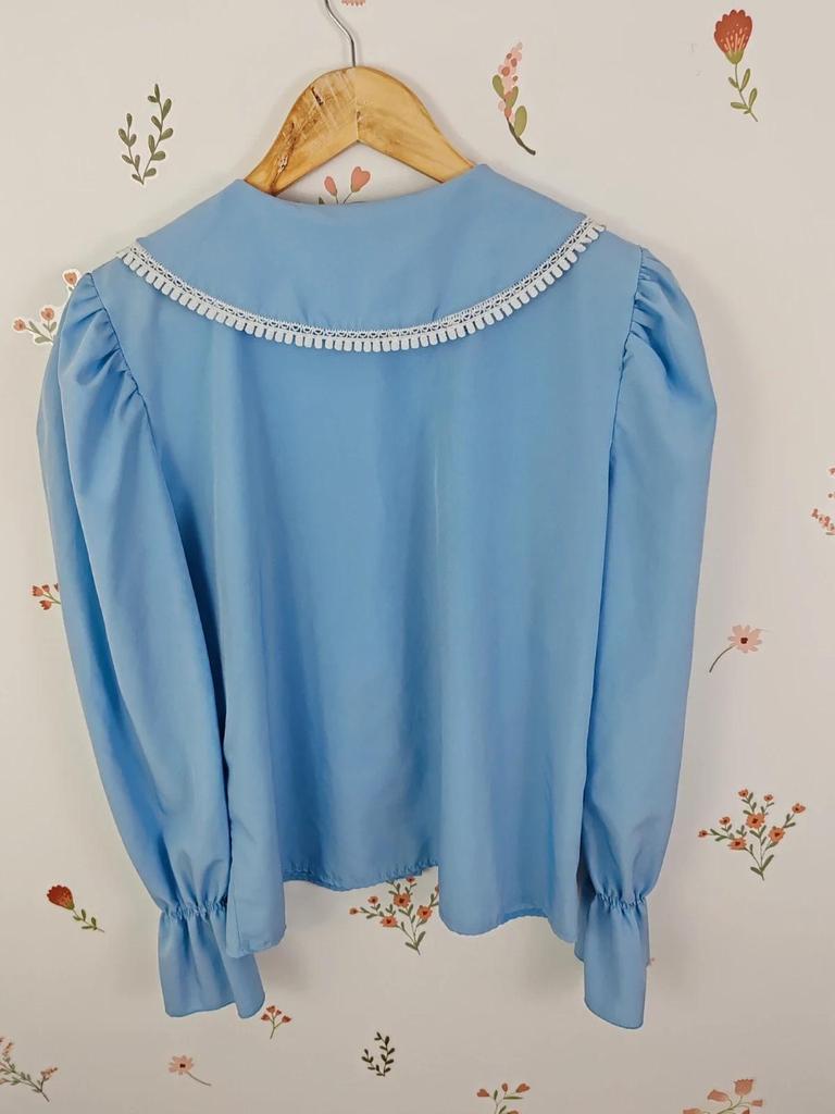 Blouse col claudine bleu taille S/m