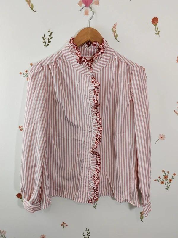 Blouse rayée rose taille L