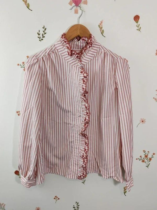 Blouse rayée rose taille L
