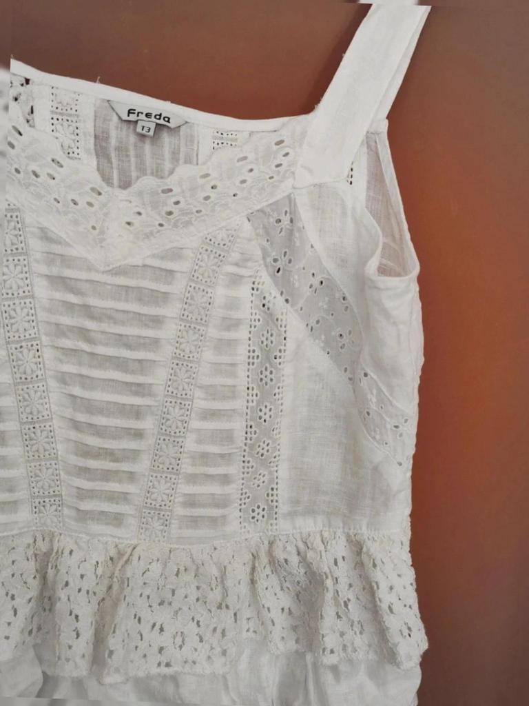 Robe courte dentelle lin bohème 42