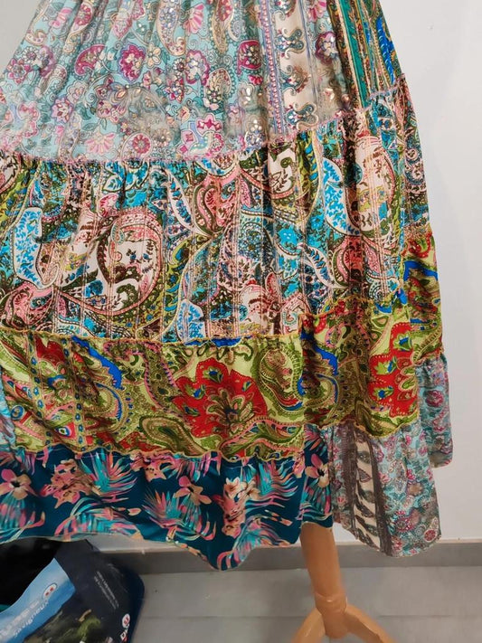 Robe patchwork soie taille unique