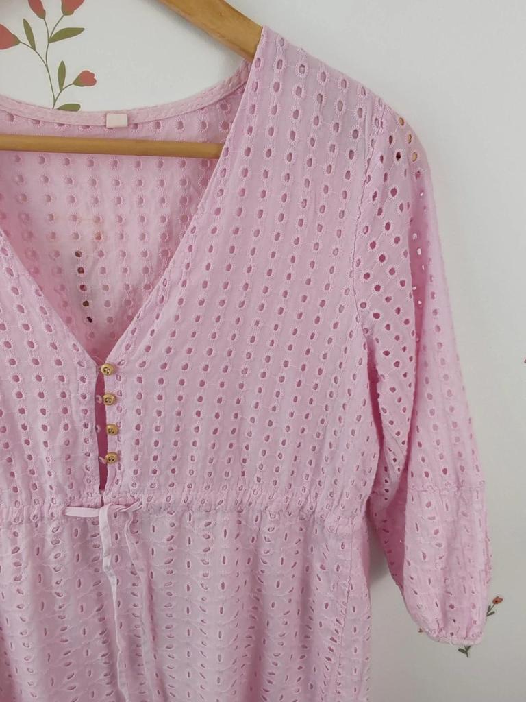 Robe broderie anglaise rose taille L