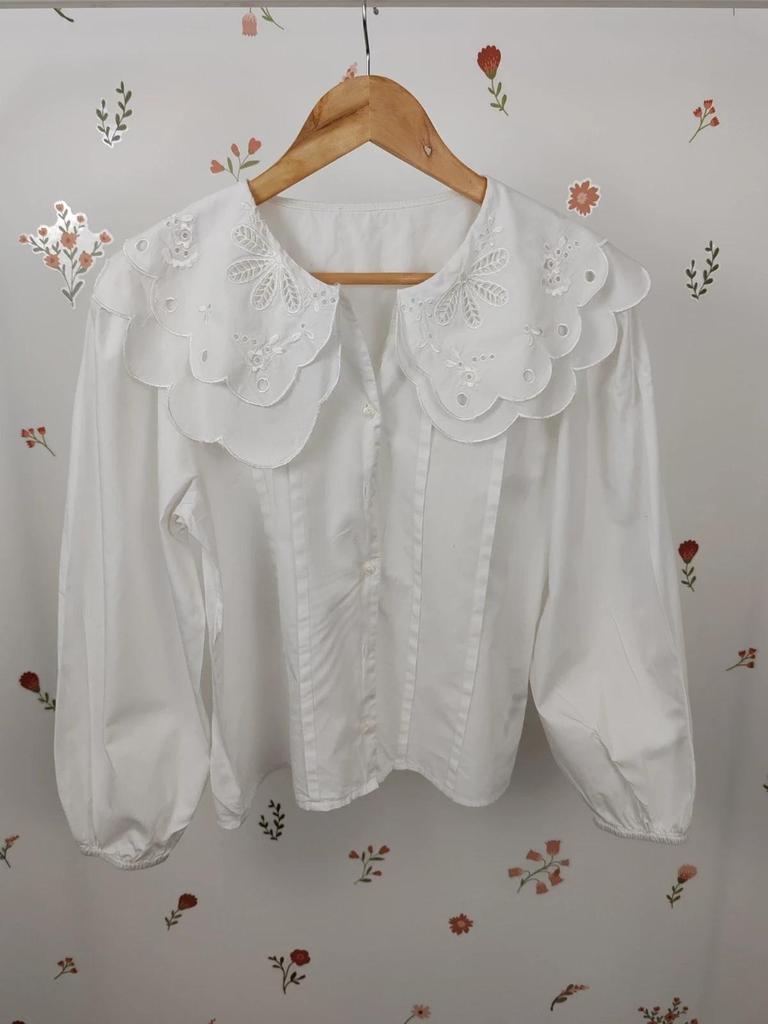 Blouse double col blanc taille M/l