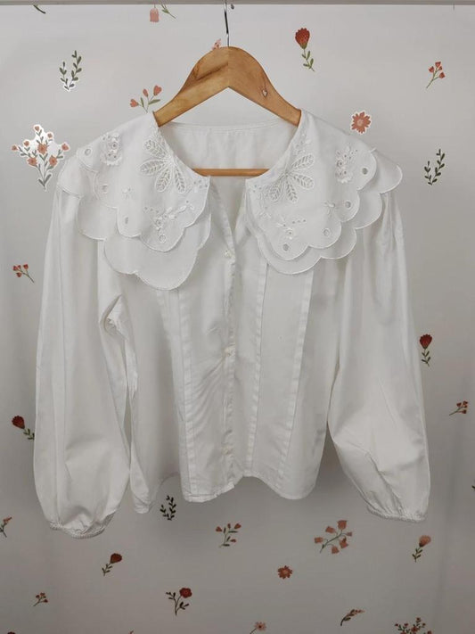 Blouse double col blanc taille M/l