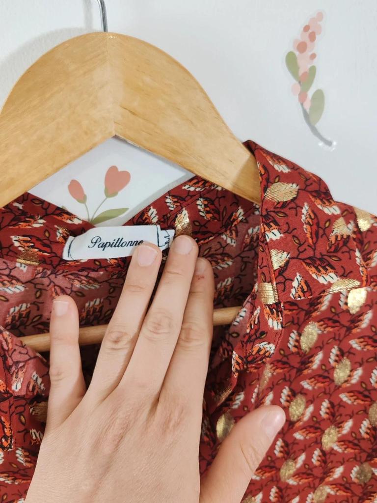 Blouse orangée et doré taille M