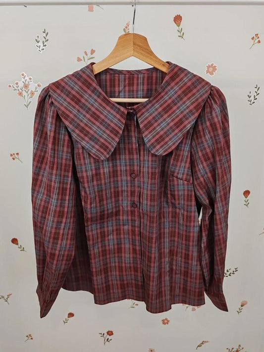 Blouse tartan col claudine taille L