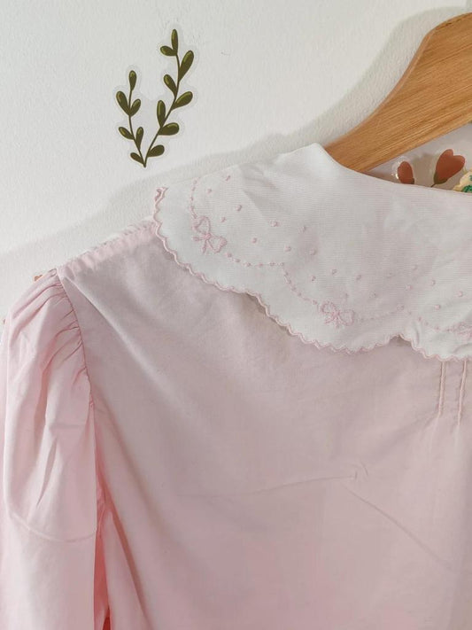 Blouse col claudine rose taille S/m