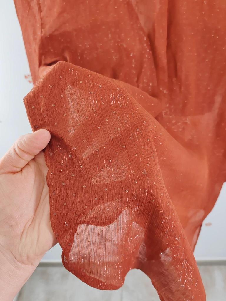 Blouse orange pois dorés taille S