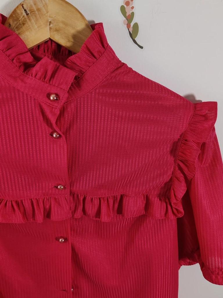 Blouse volant rose fuschia taille S/m