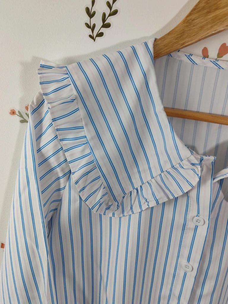 Blouse gros col claudine rayé taille M