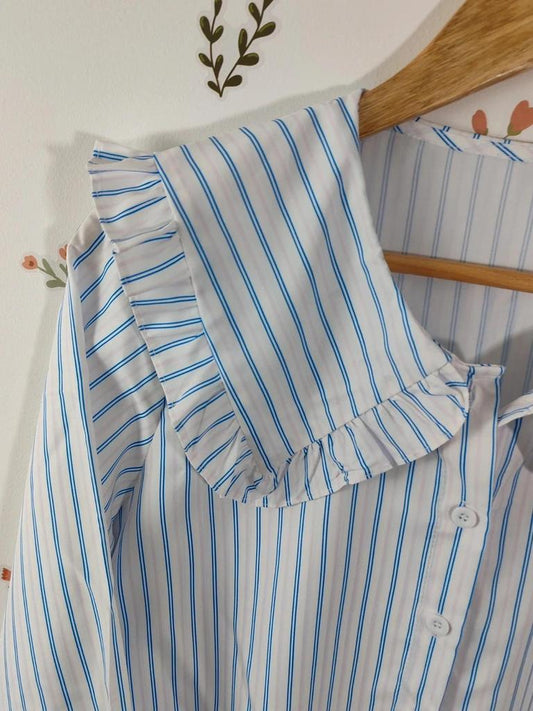 Blouse gros col claudine rayé taille M