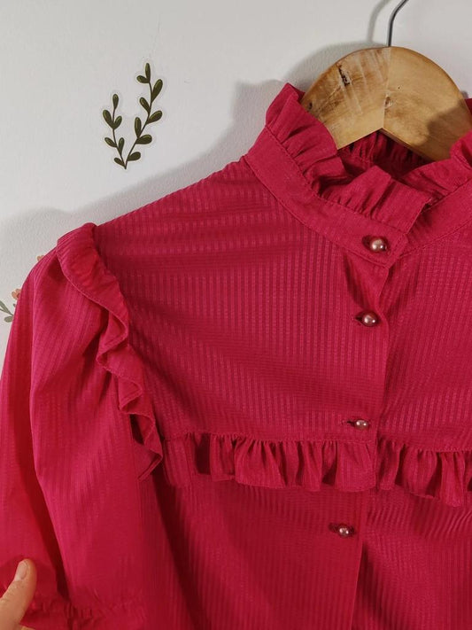 Blouse volant rose fuschia taille S/m