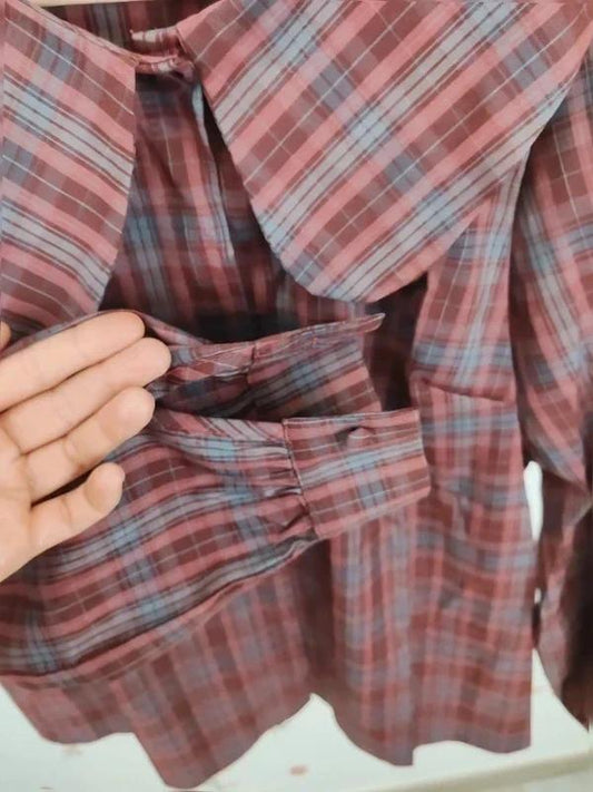 Blouse tartan col claudine taille S