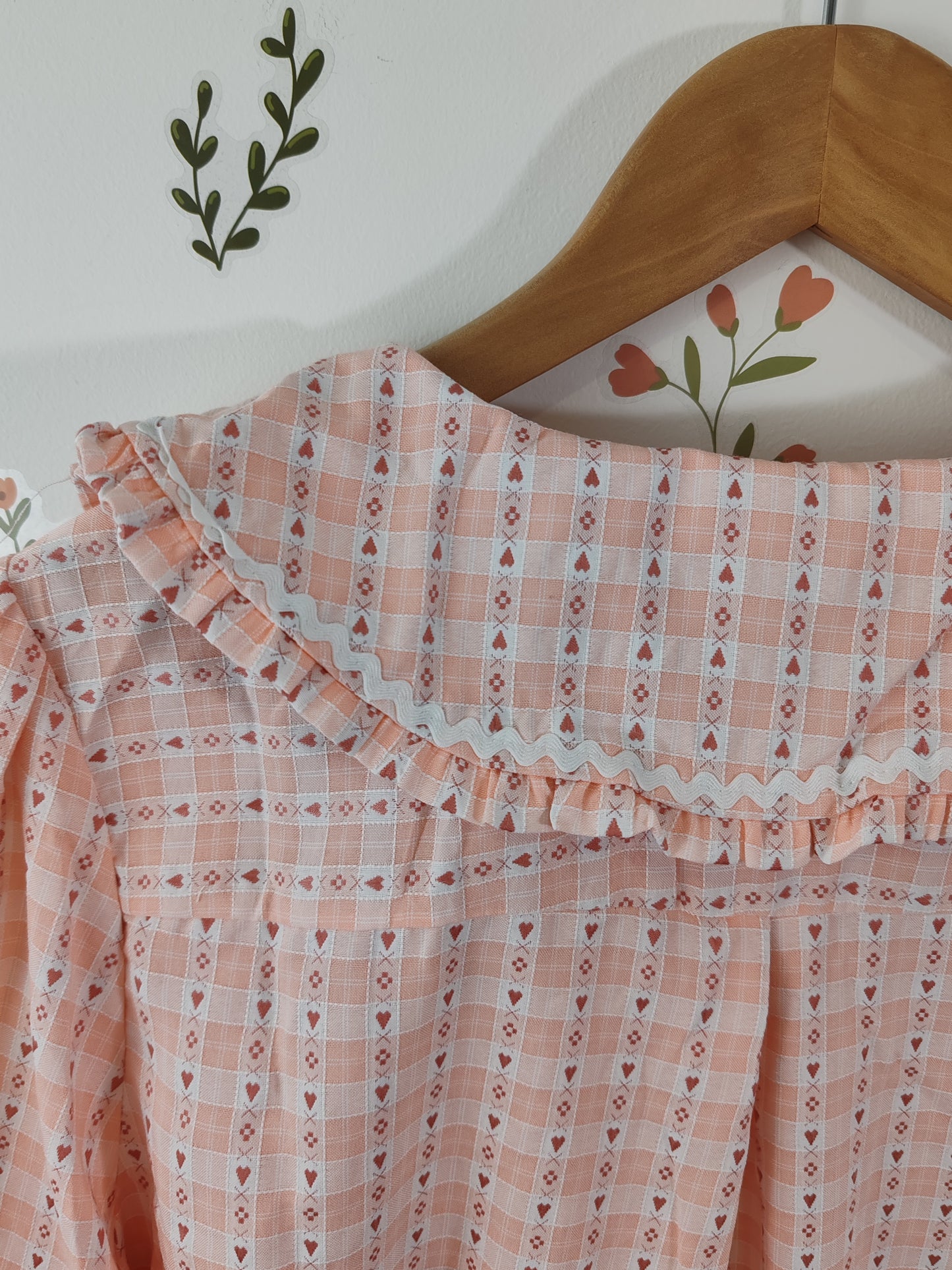 Blouse à col claudine croquet rose Léna