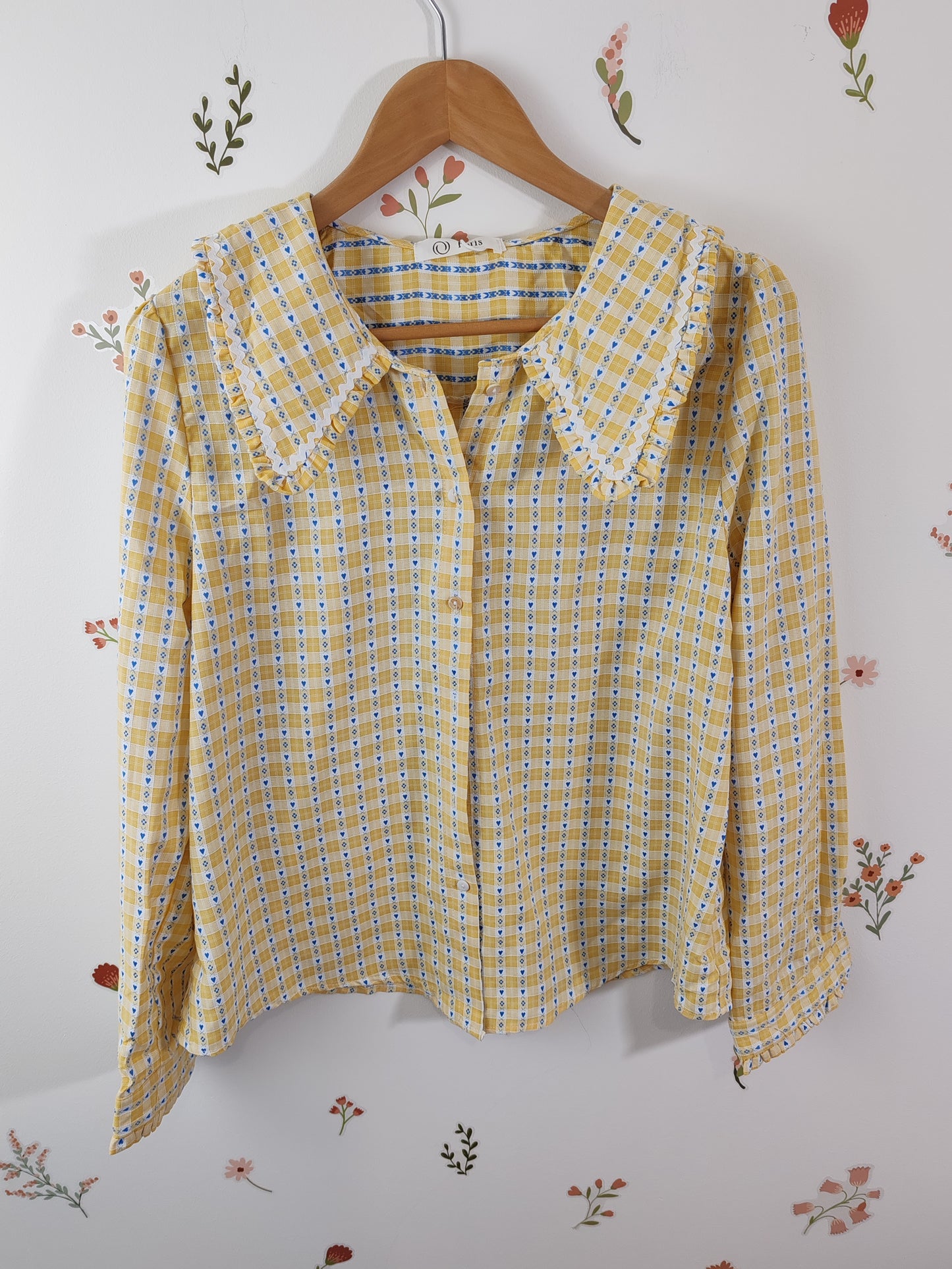 Blouse à col claudine croquet jaune Léna
