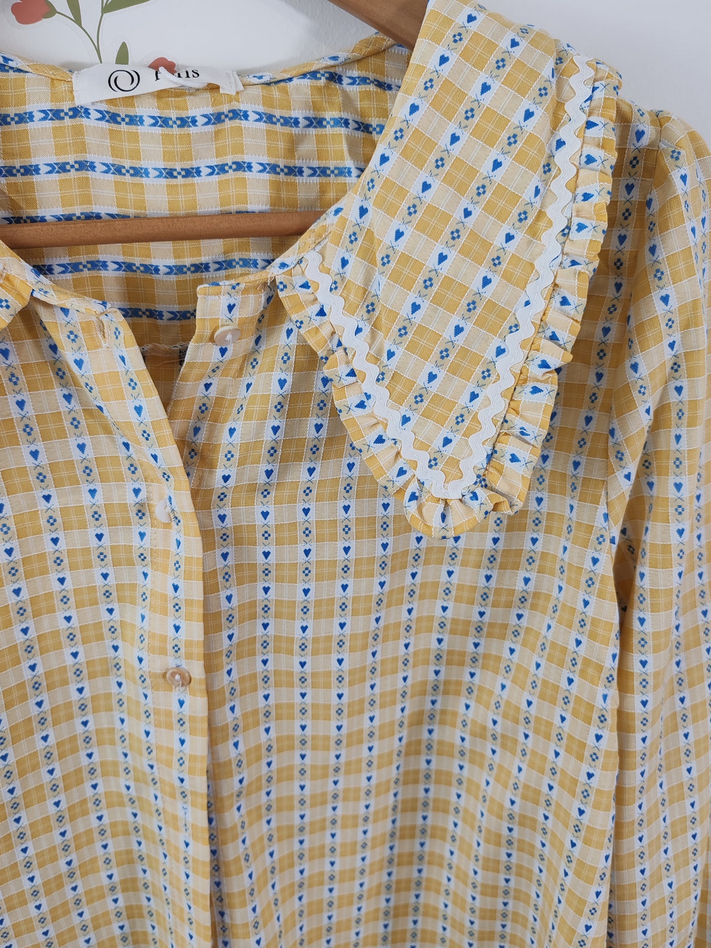 Blouse à col claudine croquet jaune Léna