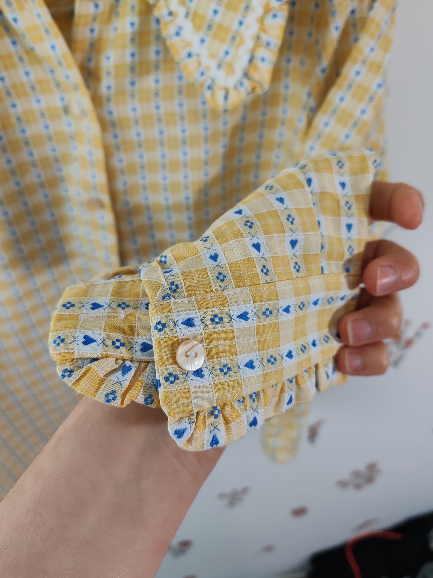 Blouse à col claudine croquet jaune Léna