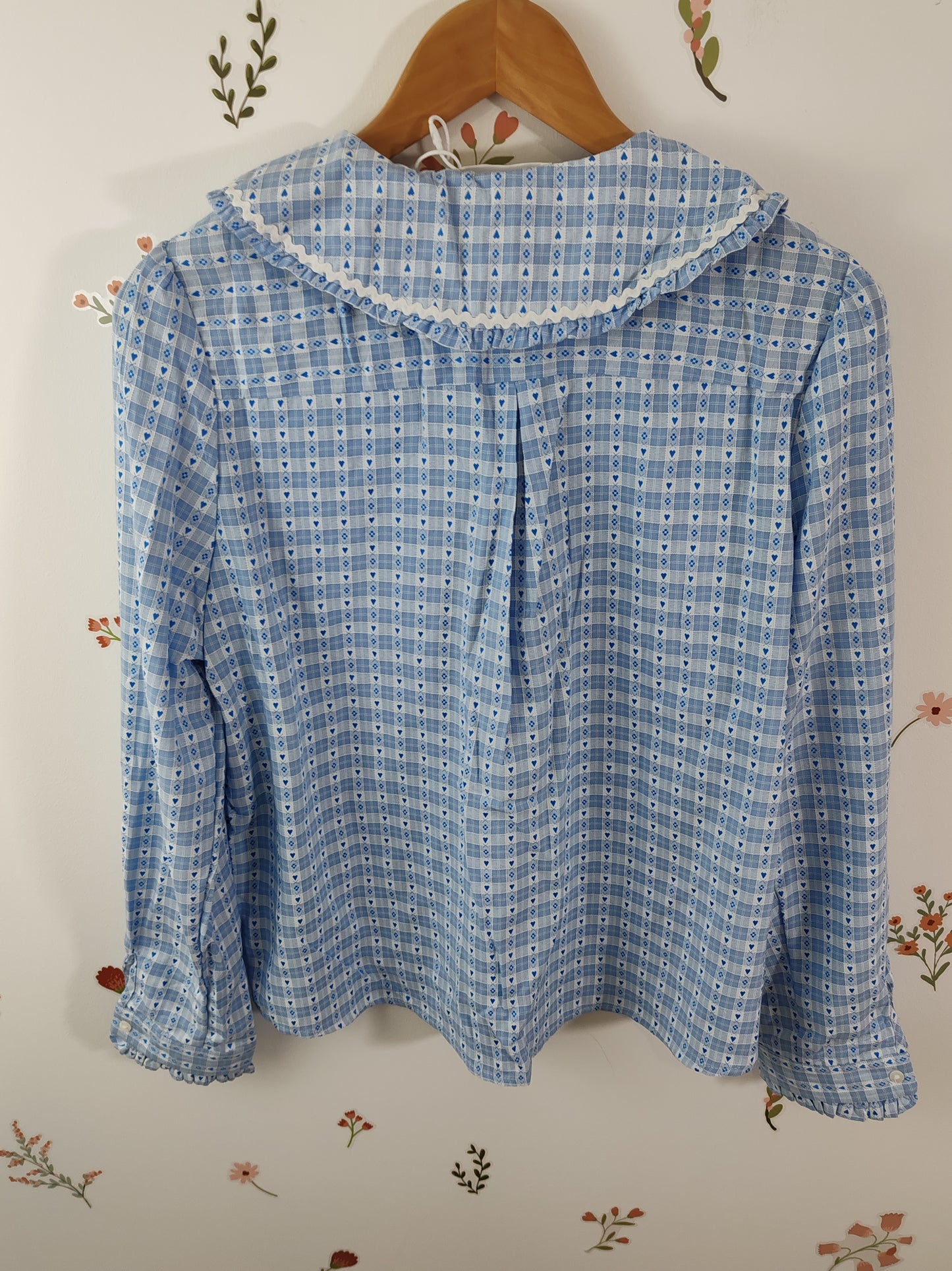 Blouse à col claudine croquet bleu Léna