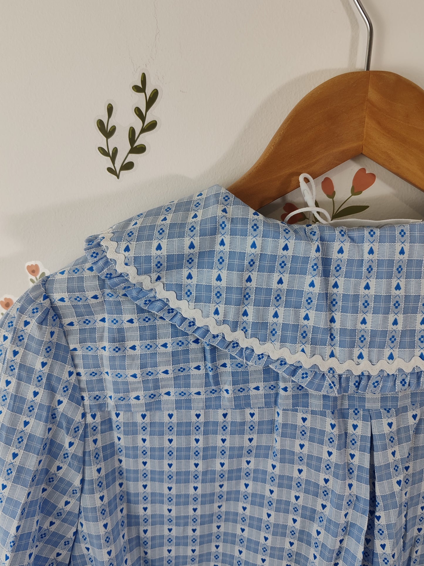 Blouse à col claudine croquet bleu Léna