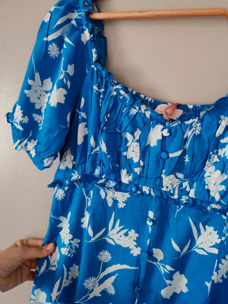 Robe longue cottage bleu taille L
