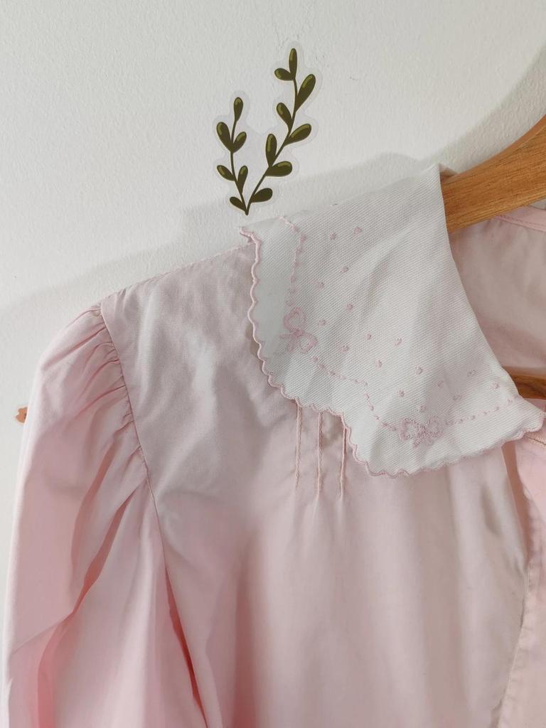 Blouse col claudine rose taille S/m