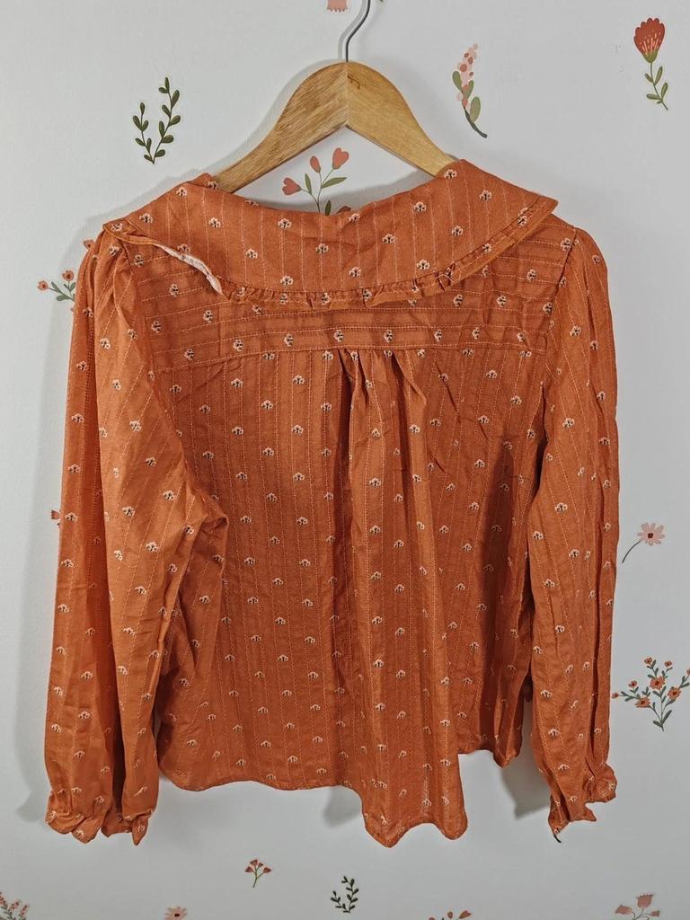 Blouse col claudine orange taille M/l