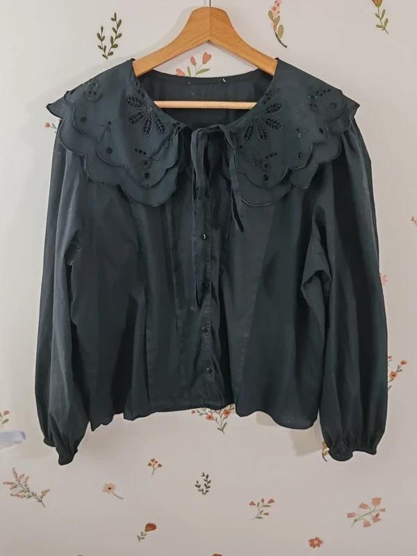 Blouse double col noir taille Xl