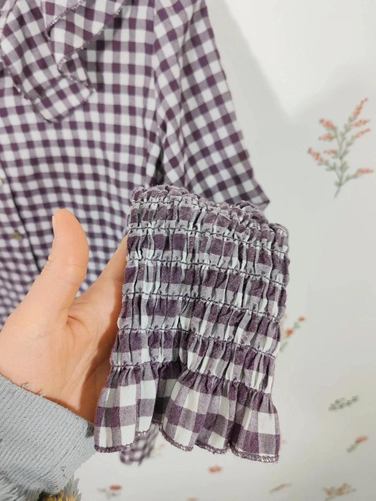 Blouse vichy violet et blanc taille S/m