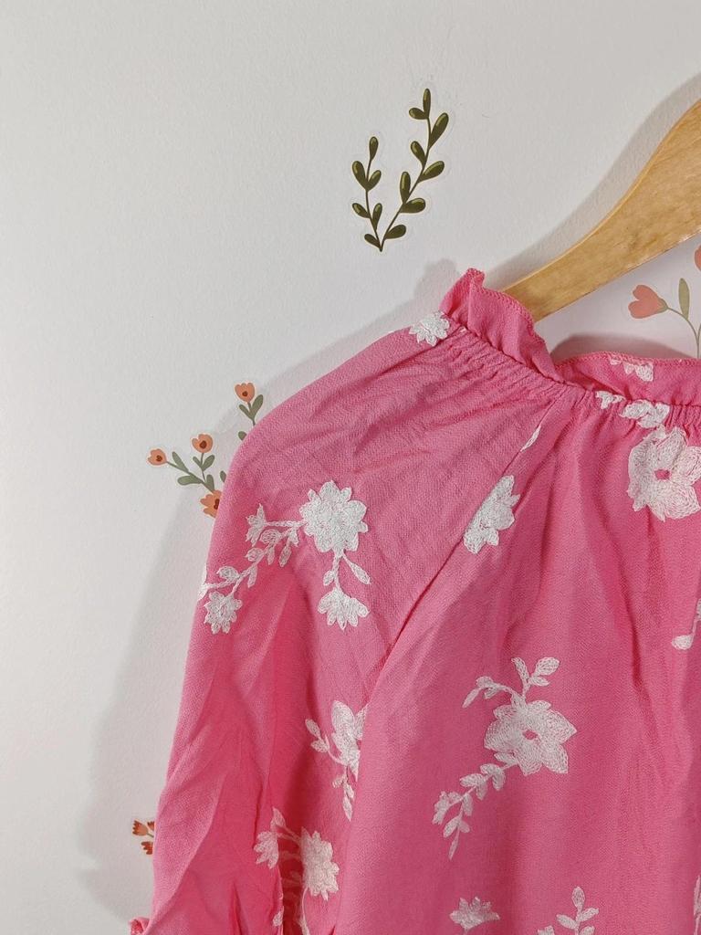 Blouse brodée rose taille M/l