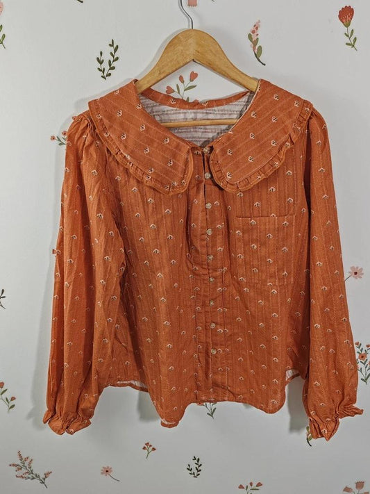 Blouse col claudine orange taille M/l