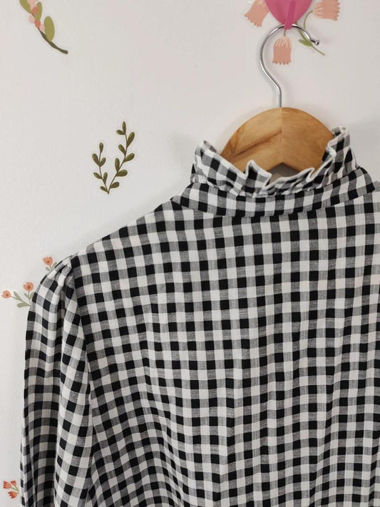 Blouse vichy col haut taille S/m