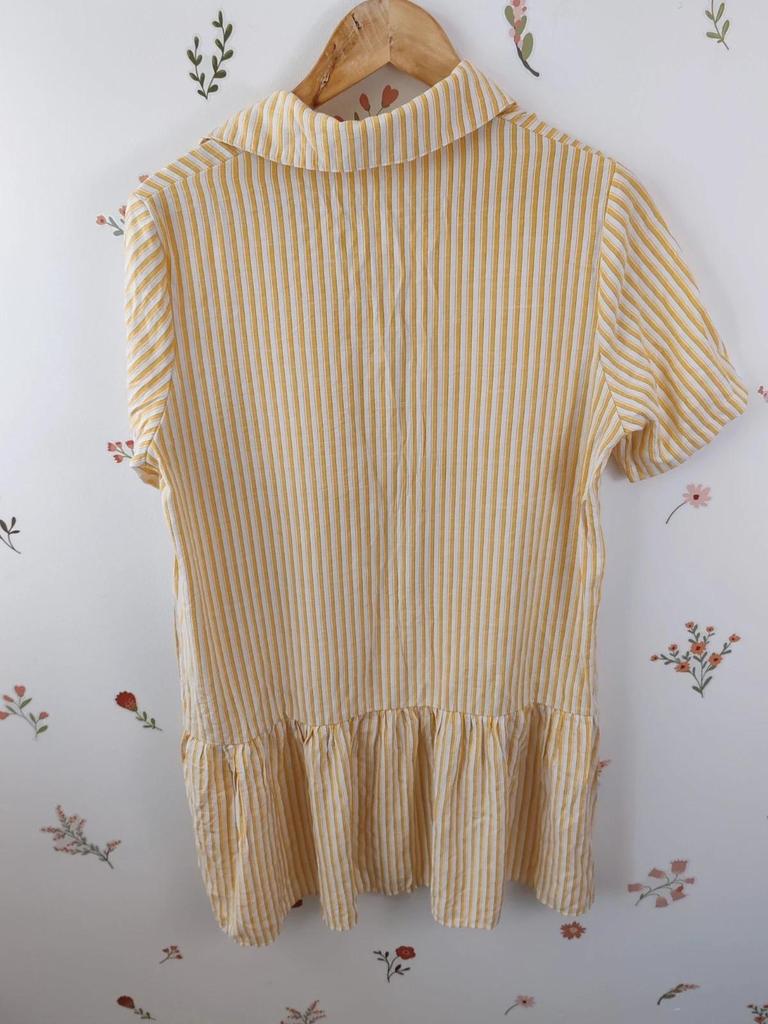 Robe chemise rayures jaune