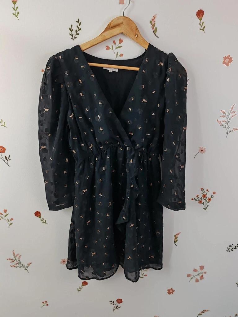 Robe léopard noir doré taille M