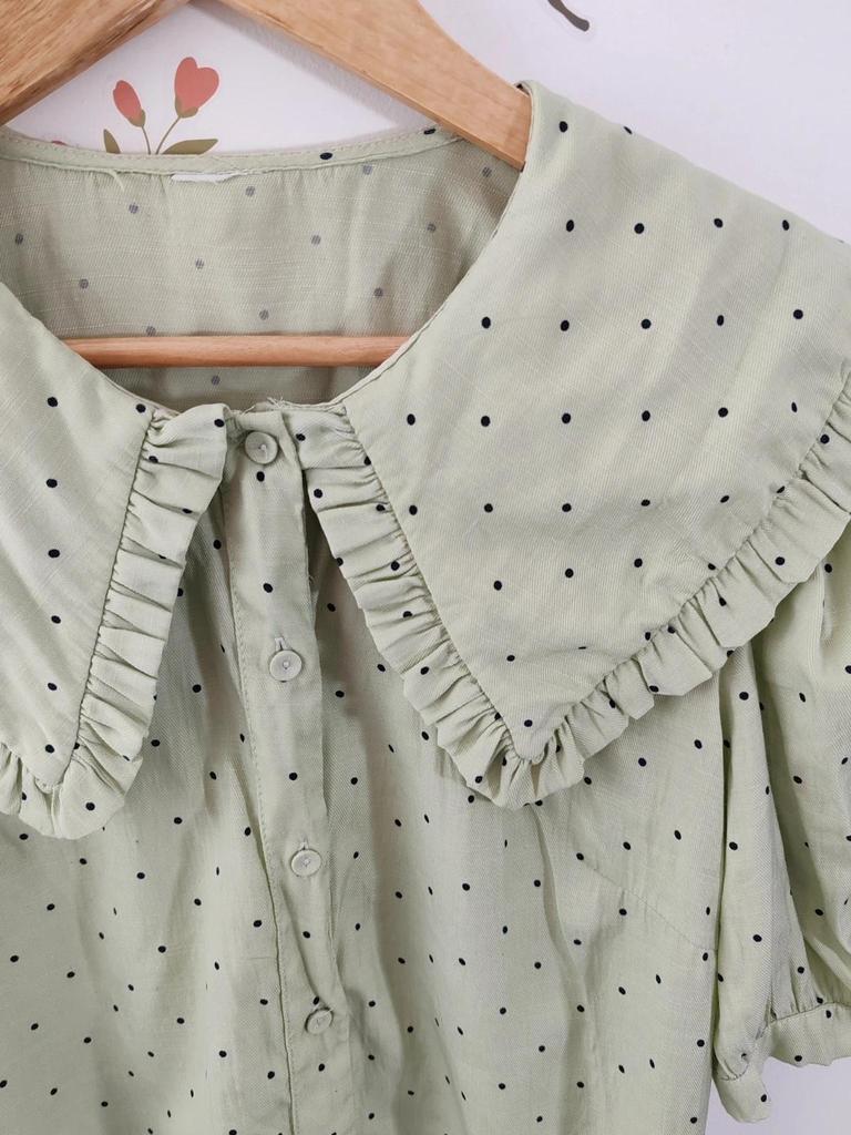 Blouse col claudine vert taille M/l