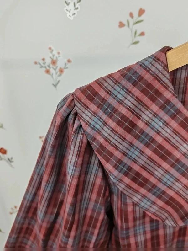 Blouse tartan col claudine taille Xl