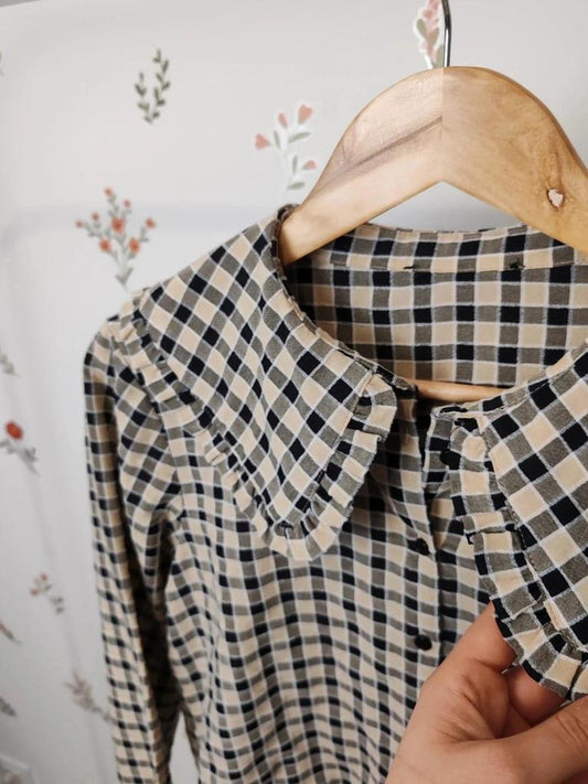 Blouse beige col claudine taille L