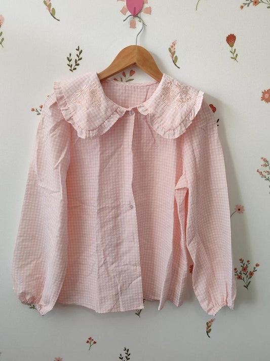Blouse vichy rose taille S