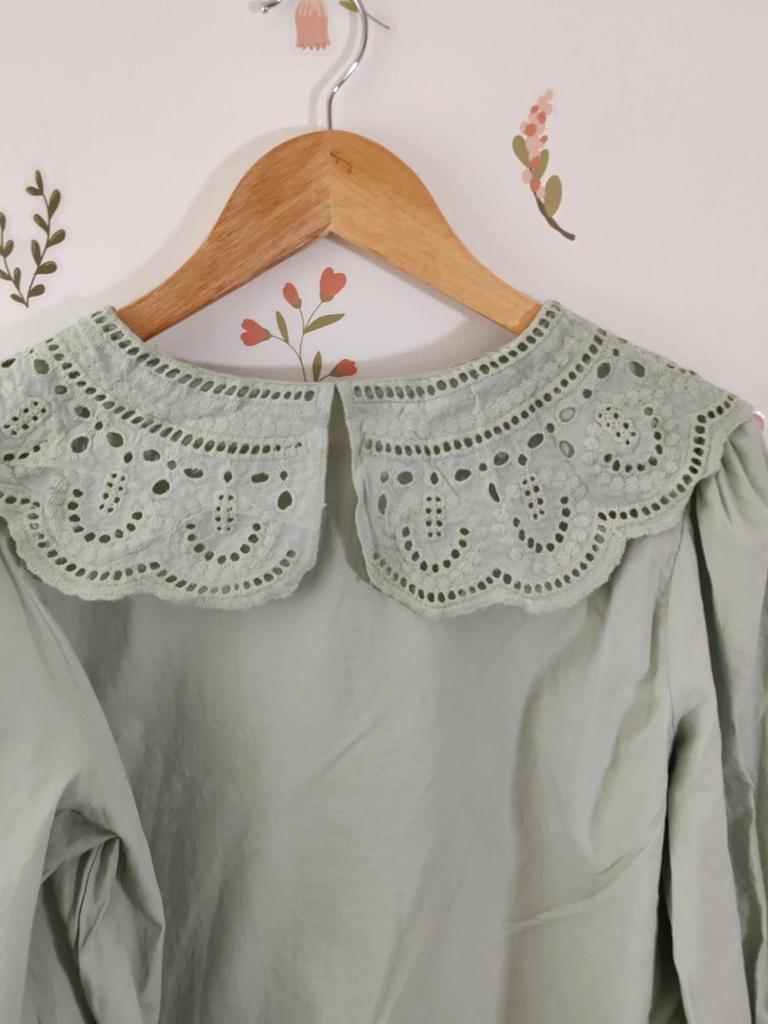 Blouse col claudine vert amande taille L/xl