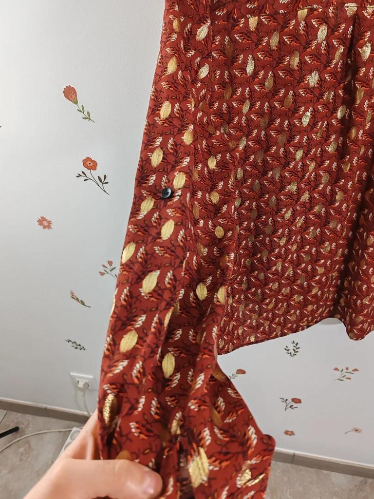 Blouse orangée et doré taille M
