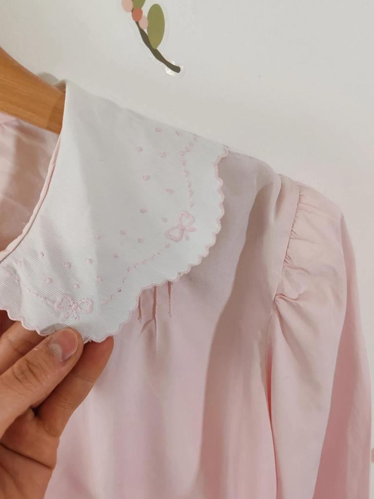Blouse col claudine rose taille S/m