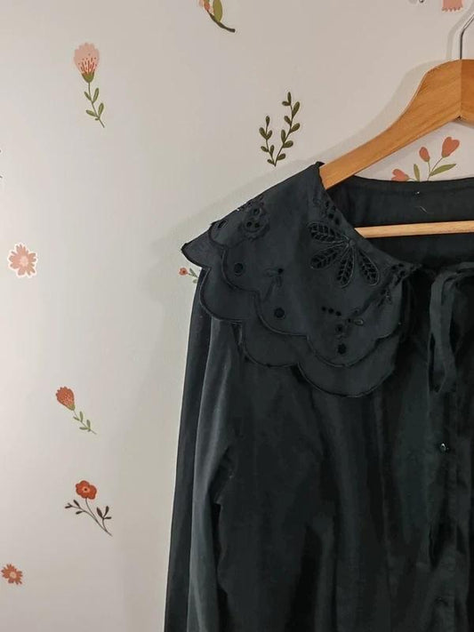Blouse double col noir taille Xl