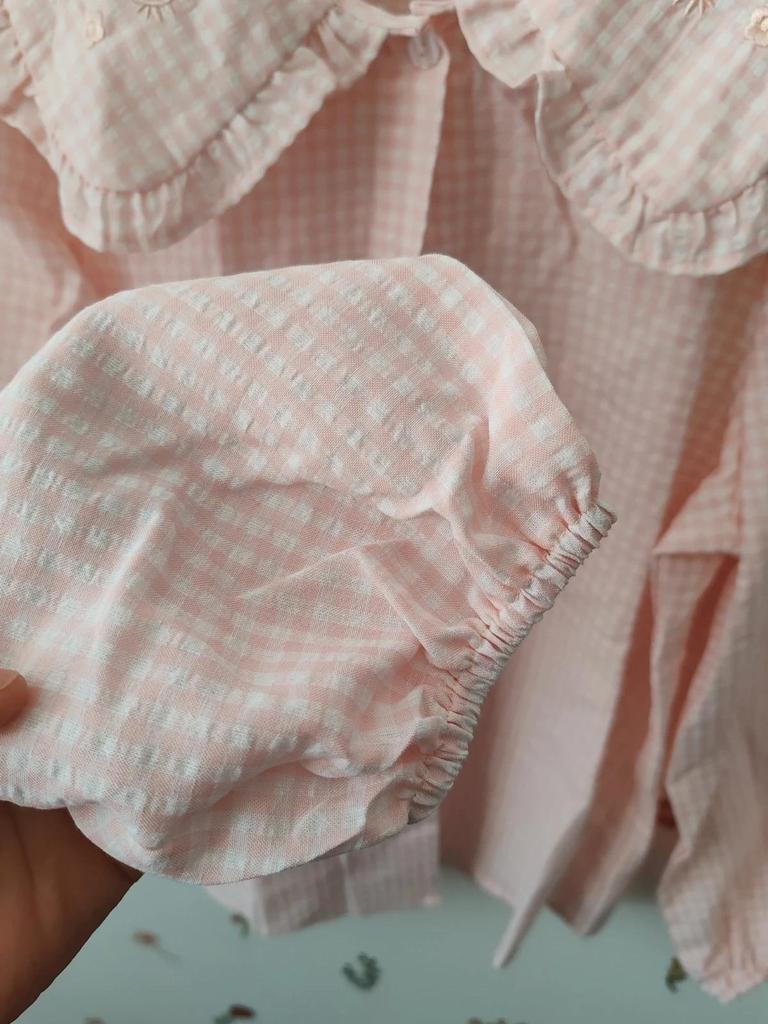 Blouse vichy rose taille S