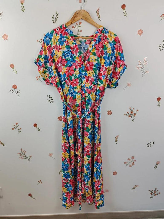 Robe fleurie colorée taille 42