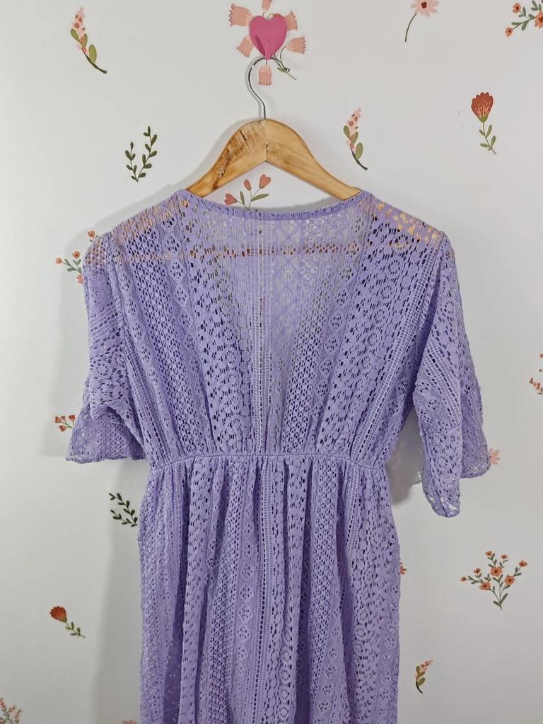 Robe dentelle mauve taille S/m