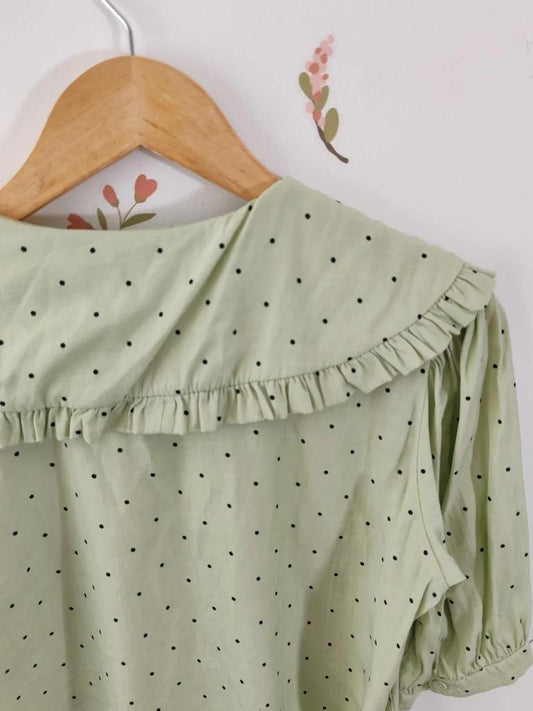 Blouse col claudine vert taille M/l