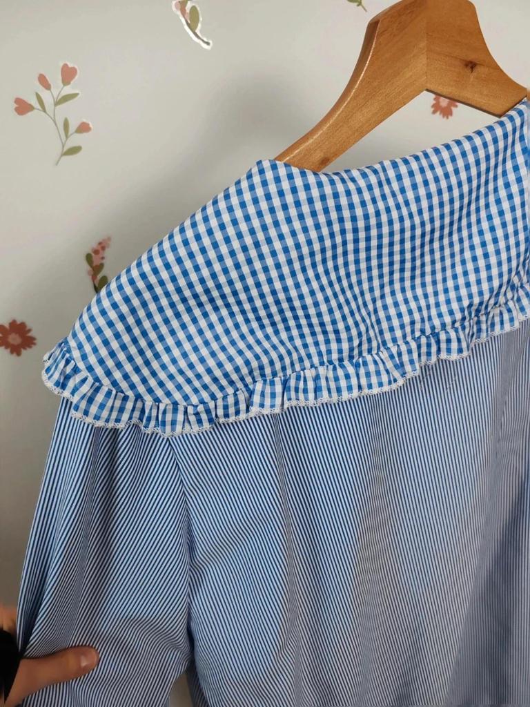 Blouse col claudine bleu taille M/l
