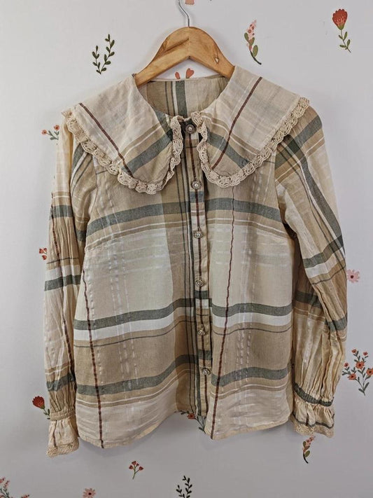 Blouse carreaux col claudine taille