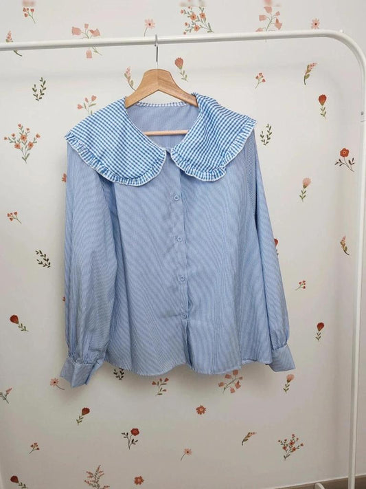 Blouse col claudine bleu taille M/l